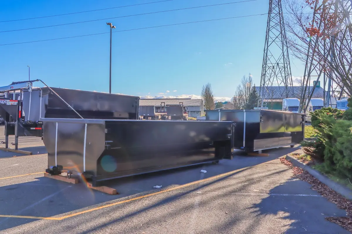 Roll-off dumpster ready for waste disposal at job site for Roll Off Dumpster Rental in Morristown